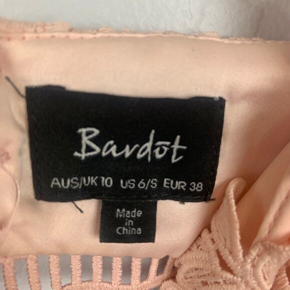 Bardot Botanica Lace Dress Womens Size 6 Pink Sleeveless Sheath Dress Wedding - Picture 6 of 11